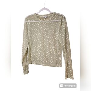 Gianni Bini green with white flowers sheer long sleeve top XL